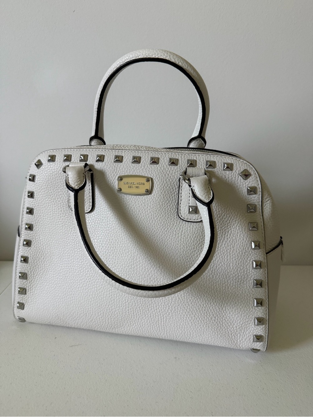 MICHAEL Michael Kors White Pebble Leather Satchel NWT
